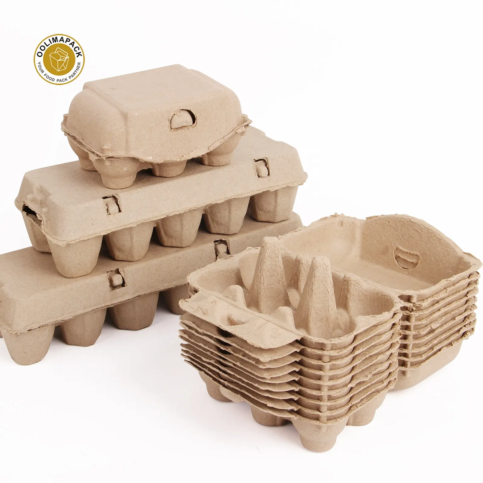 Custom design one dozen Eggs storage packaging recyclable pulp egg cartons 6 pack