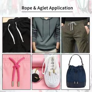 Cordón Plano de Poliéster Recubierto de Alta Calidad con Logotipo Personalizado Impreso para Prendas de Vestir con Punta de Cordón - Product Image 4