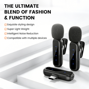 ميكروفون لافالير لاسلكي خفيف الوزن متعدد الاتجاهات مع خاصية إلغاء الضوضاء للهواتف الذكية (نوع C وآيفون) - Product Image 4