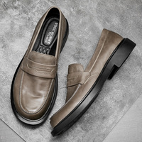 Mocassins VOGU pour hommes grande taille en cuir pleine fleur à enfiler ; Chaussures d'été respirantes à semelle extérieure en caoutchouc antidérapante
