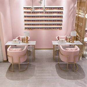 Juegos de Mesas de Mármol y Sillas de Manicura de Estilo Moderno y Económico para Salón de Belleza, Mesa de Uñas con Ventilador y Silla de Metal para Salón de Peluquería - Product Image 6