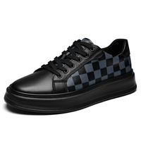 Chaussures de skate pour hommes baskets chaussures de skate mode Plaid rayures cuir bas à lacets appartements rétro fait à la main respirant