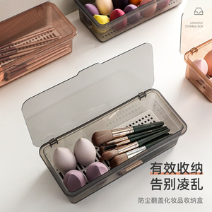 Caja de almacenamiento para brochas de maquillaje, transparente, a prueba de polvo, con tapa, organizador de cosméticos, Material PP rectangular - Product Image 5