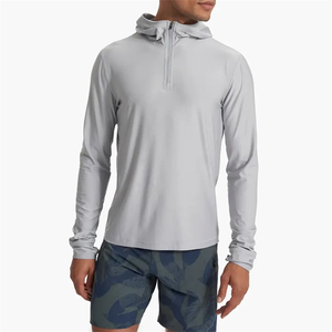 Pullover sportivo da <span class=keywords><strong>uomo</strong></span> camicie Quick Dry Moisture Wicking 1/2 Zip-Up manica lunga Top t-shirt atletica leggera - Product Image 3