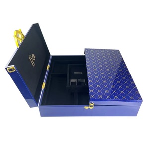 Custodia personalizzabile in legno MDF di alta qualità per Chips da Poker, piastrelle Mahjong-blu (opzione Logo adesivo) - Product Image 2