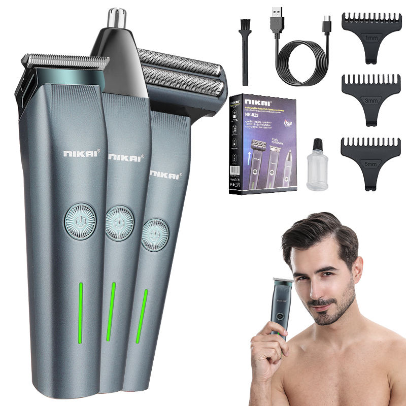 Suttik NK-822 3-in-1 USB-C Rechargeable Hair Clipper Beard Trimmer