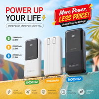 Batterie externe 10000mAh 30000mAh 22.5W à charge rapide avec port Type-C intégré, affichage LED, portable pour les voyages et la sauvegarde familiale