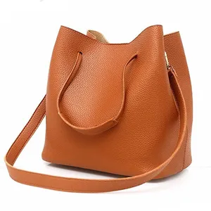 安いファッション女性ライチパターンPUレザーフォーピースハンドバッグ財布トートバッグ