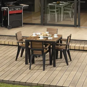Juego de comedor texterior Jardin 4 puestos Tipo madera MQ Color tabaco - Product Image 2