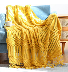 Mantas de punto gruesas de lana para sofá, manta para camas <span class=keywords><strong>con</strong></span> borla a cuadros, decoración de Navidad para el hogar - Product Image 2