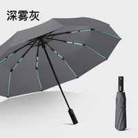 Parapluie d'affaires multicolore de voyage à trois plis noir à double segment entièrement automatique