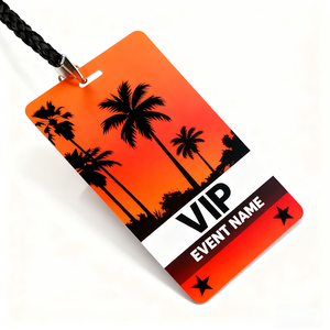 Custom Logo Cheap Customized Design Punch Hole Smart RFID Chip Polyester Event Badges VIP Pass ID Card with Lanyard