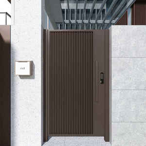 Porte de jardin extérieure double en alliage d'aluminium, fer et acier inoxydable, nouveau style chinois, simplicité moderne, pour cour et villa, facile à installer - Product Image 5