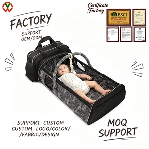 Cuna de Viaje Portátil de Felpa para Bebés, Moderna y Elegante, 3 en 1, Bolsa de Pañales, Saco de Dormir, Mochila con Cambiador - Product Image 1