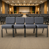 Chaises rembourrées épaisses personnalisées OEM pour pasteur, chaises d'église empilables en tissu rembourré pour auditorium