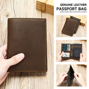 Plan de transport hommes Crazy Horse porte-cartes en cuir véritable RFID portefeuille en cuir <span class=keywords><strong>voyage</strong></span> portefeuille porte-passeport couverture hommes porte-carte - Product Image 2