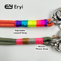 Fleur tissée personnalisée sangle de carte d'identité universelle lanière de cou réglable pour téléphones mobiles et étuis de téléphone avec crochet accessoire