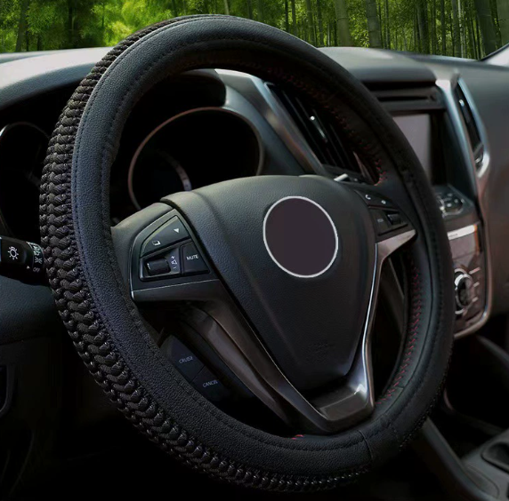 V-6654 Woven Ice Silk Car Steering Wheel Cover - Non-Slip Protective Cover | TX Brand