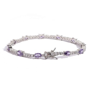 Pulsera de tenis <span class=keywords><strong>CZ</strong></span> de 2mm para mujer, brazalete de oro de 18K con piedra de huevo, tobillera, joyería de mano para boda, pulseras para niña de Color rosa - Product Image 6