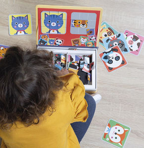 Livre magnétique personnalisé, 80 pièces, mélange et match magnétiques de visages d'<span class=keywords><strong>animaux</strong></span> pour la créativité et la motricité, livre de puzzle - Product Image 3