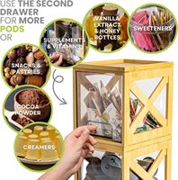 Organisateur de tiroir à collations empilable en bambou avec bacs de rangement coulissants en acrylique transparent pour garde-manger, idéal pour les collations, les dosettes et les épices