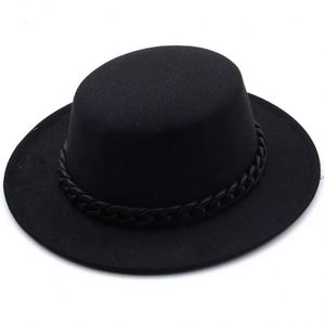 In Stock <b>Cheap</b> Price Unisex Felt Fedora Hat Wide Brim with <b>Chain</b> Casual Outdoor - Product Image 6