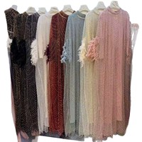 Vêtements islamiques modernes, abaya de luxe, manches à plumes, robe maxi à paillettes, robe de soirée ample et élégante, kaftan pour l'Aïd