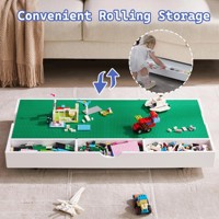 Table de jeu de construction 2 en 1 pour enfants Table de jeu de blocs de construction avec plateau et table d'activité de voiture de train avec roues
