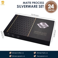 Superbe ensemble de couverts en acier inoxydable 24 pièces, plaqué or, avec manche rose, finition sablée, écologique et luxueux, idéal pour la rentrée scolaire