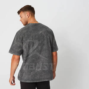 Camiseta de algodón 100% con lavado ácido Vintage para hombre, estilo Hip Hop de gran tamaño, manga corta de secado rápido, diseño sólido personalizable - Product Image 2