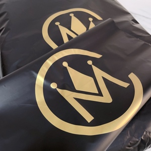 Wholesale Matte Black Zipper <b>Bags</b> Custom Shiny Gold Logo Luxury PE Zip Pouches Garment <b>Packaging</b> <b>Bags</b> - Product Image 3