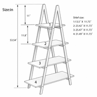 Estantes de almacenamiento de escalera triangular japonesa, estanterías para sala de estar, soporte de estantería de madera de cinco niveles tipo clásico de pie