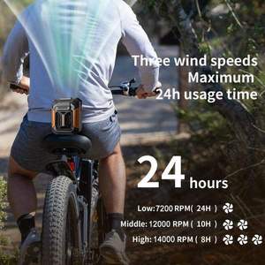 Quạt đeo eo di động 4000mAh, tích hợp pin dự phòng, đèn <span class=keywords><strong>LED</strong></span>, 3 tốc độ, quạt đeo cổ dùng cho công việc ngoài trời - Product Image 6