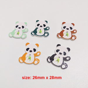 Dễ thương phim hoạt hình gấu trúc ếch chuồn chuồn chim cánh cụt hình dạng nút động vật bằng gỗ cho trẻ em - Product Image 2