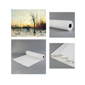 Aqueous Ink White Blank Printing Fabric Large Format 3.2m Wide Size 380g Matte Inkjet Roll Polyester Cotton Canvas for Pigment