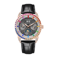 Montre pour homme HANBORO de haute qualité, multifonctionnelle, boîtier en acier inoxydable, mouvement mécanique, résistante à l'eau 5 BAR, bleu turquoise
