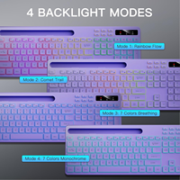 Teclado Inalámbrico OEM Silencioso de 114 Teclas con Retroiluminación RGB de 2.4G, Batería Recargable, Soporte para Teléfono, Teclas Multimedia para IOS Windows, Color Morado