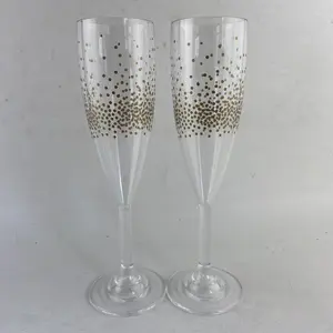 Plastik altın Glitter şampanya Prosecco flüt düğün yıldönümü ve doğum günü partisi