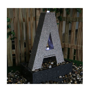Fontaine d'eau en pierre, cascade d'eau en granit, geyser en cascade, lettres LED, décoration de nom d'entreprise, extérieur, Feng Shui - Product Image 5