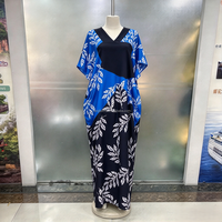 Nouvelle Robe Kaftan Africaine Bubu pour Femme, Grande Taille, Élégante, Quotidienne, en Tissu Noir Ample avec Imprimé Feuilles et Patchwork Ethnique, Vente en Gros pour l'Été