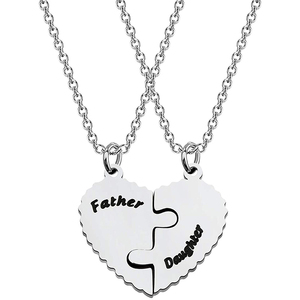 2 pz/set madre <span class=keywords><strong>e</strong></span> figlio padre <span class=keywords><strong>e</strong></span> figlia collana in acciaio inossidabile gioielli per donna uomo festa della mamma regali per la festa del papà - Product Image 1