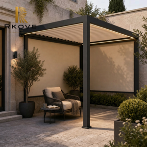 Pérgola Motorizada de Aluminio RKOVE RK-C2 3*3 con Pantallas Retráctiles, Techo de Láminas, Privacidad Exterior, Patio, Gazebo de Ocio - Product Image 1
