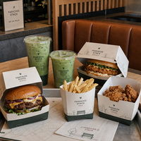 Boîte en papier jetable personnalisée avec logo OEM pour repas (hamburger, poulet frit, frites) – Emballage à emporter pour restaurants et chaînes de cafés