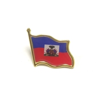 Broches en alliage métallique plaqué or personnalisées en usine, badges drapeau d'Haïti, épingles de revers pour vêtements unisexes, costumes, cols, cadeaux, fêtes