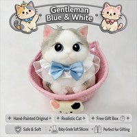 Joli jouet extensible en silicone géant en forme de chat, peint à la main, boîte mystère, pour habiller le grand chat dans un panier, cadeau de fête