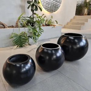 Factory Sell Light Weight Planter Round Pots for Hotel and Villa Decoration Outdoor Large Fiberglass Resin Flower Pots