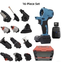 Kit d'outils multifonction sans fil 16-en-1, clé à chocs électrique, perceuse, scie, meuleuse, ponceuse, ensemble d'outils électriques avec batterie, boîte à outils