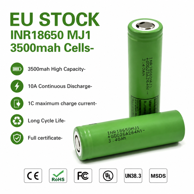 Rechargeable INR18650 Flat Top 18650 MJ1 3500mah 10A 3.7V LiNiMnCoO2 Lithium Battery