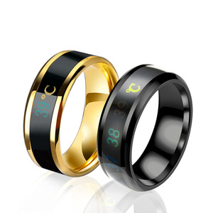 패션 비 변색 18K 골드 실버 도금 스테인레스 스틸 변경 색상 기분 온도 반지 쥬얼리 남성 - Product Image 2