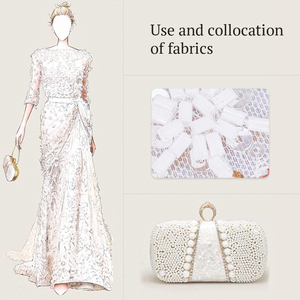 100% cao cấp Polyester đính cườm ren vải với Thêu vật liệu sang trọng cho cô gái váy cưới và đồ bơi phụ kiện - Product Image 3